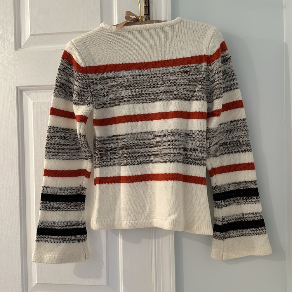 Striped Pattern Colorblock Sweater With Flare Sty… - image 6